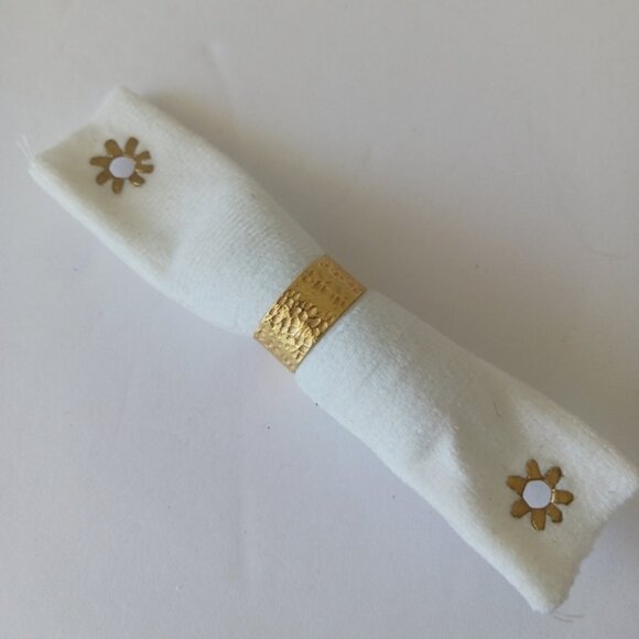 YS India Textured Gold Plated Sterling Siver 925 Hammered Wide Band Ring Sz.8 - Picture 7 of 14